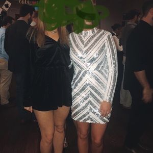 White& silver sequin dress